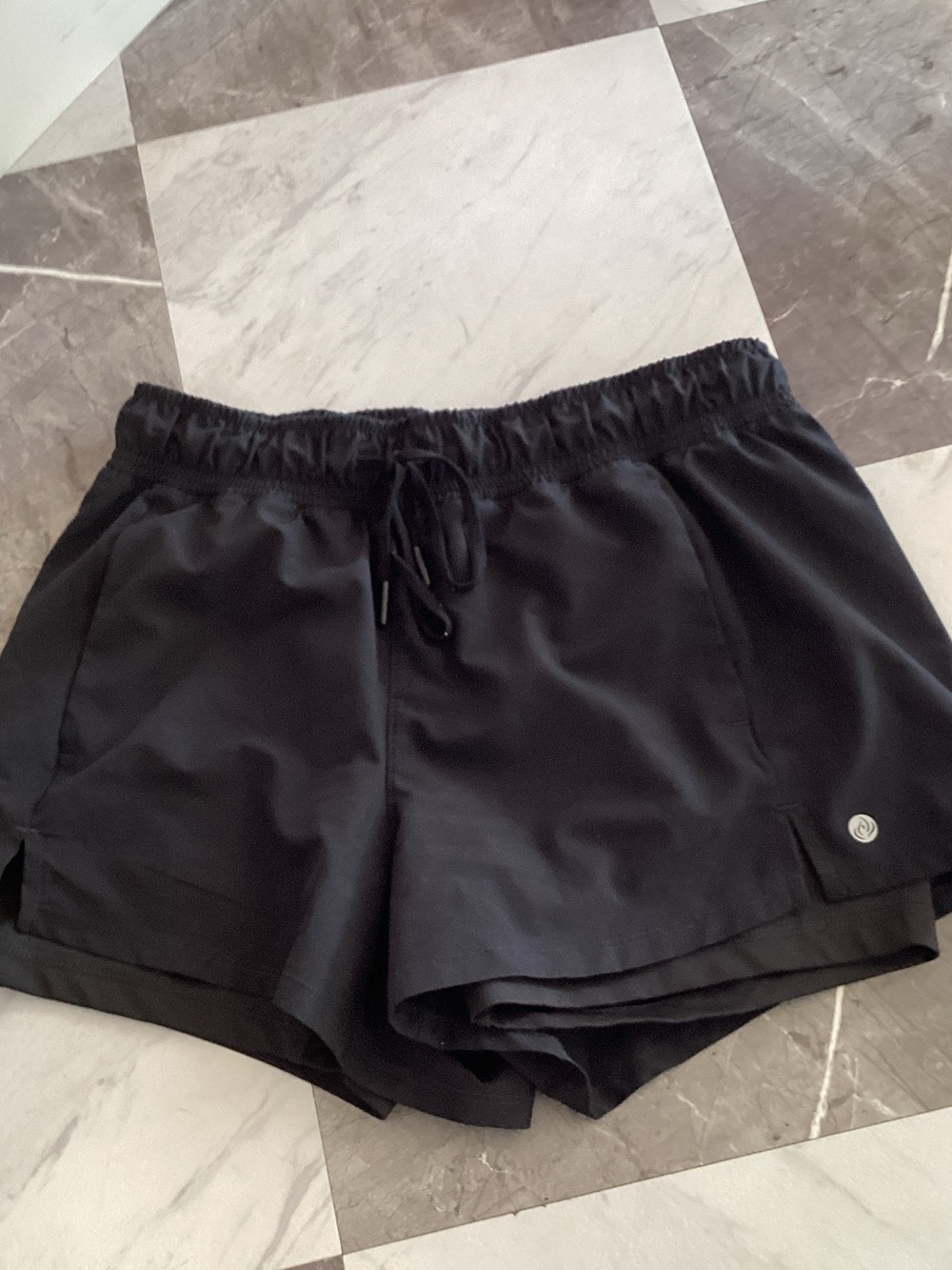 Apana Black Athletic Drawstring Shorts